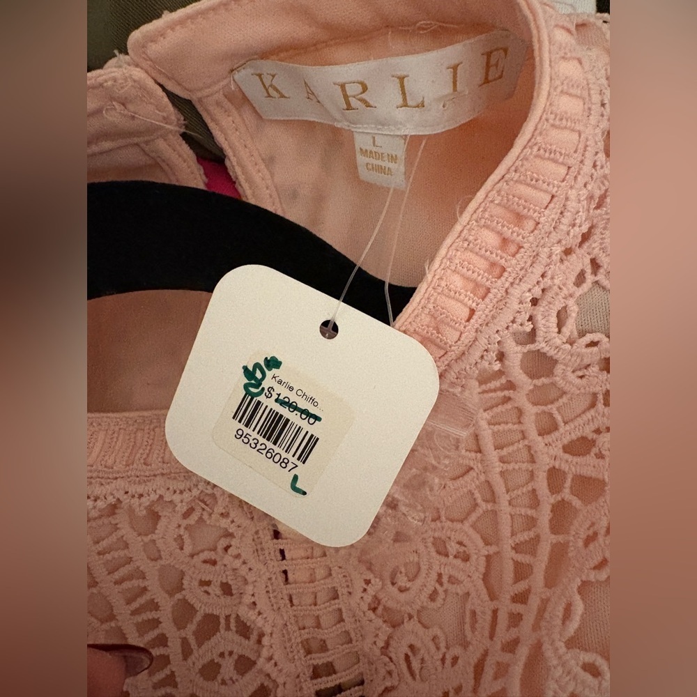 Karlie Blush Pink Lace Mini Dress NWT - Picture 9 of 9